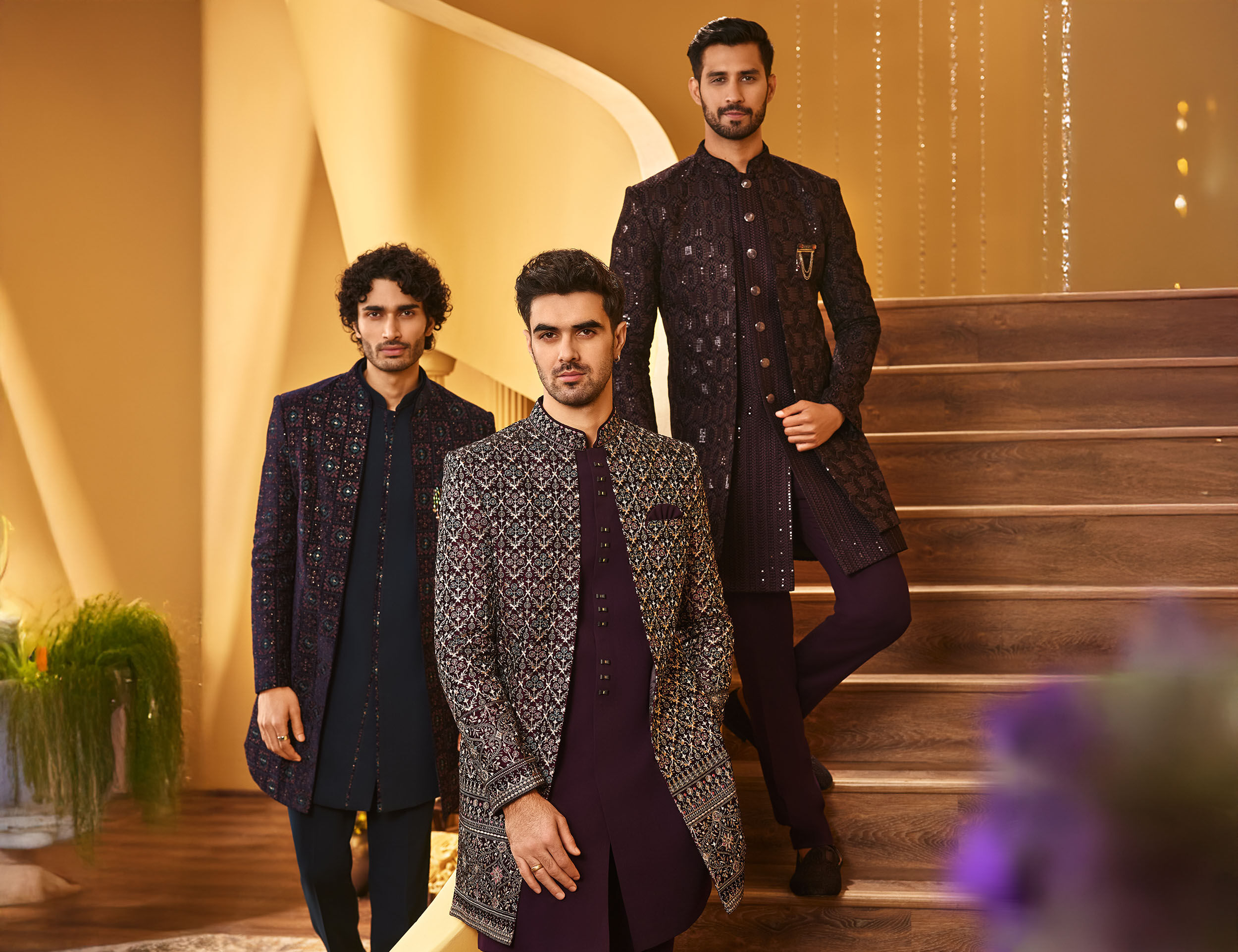 Man wearing stylish Indo-Western sherwani showcasing modern craftsmanship